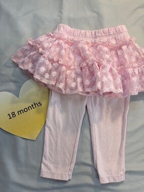 Calvin Klein - Pink Ruffled Skirt Leggings with elastic waist